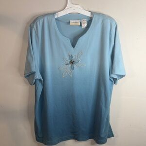 Alfred Dunner Blue Floral Blouse Size 1X #91